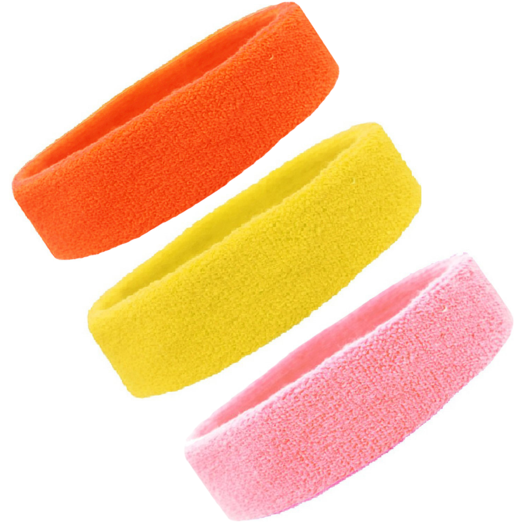 Orange Yellow Light Pink Head Sweatbands - 3 Pack