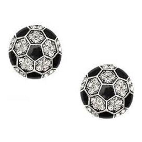 Soccer Earrings Post Earrings Rhinestone