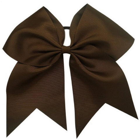 Brown Cheer Bow for Girls Large Hair Bows with Ponytail Holder Ribbon