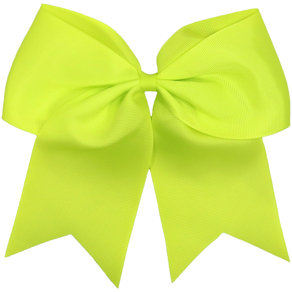 Neon Yellow Cheer Bow for Girls Large Hair Bows with Clip Holder Ribbon