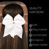 White Cheer Bow for Girls Large Hair Bows with Ponytail Holder Ribbon