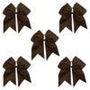 5 Brown Cheer Bow Large Hair Bows with Ponytail Holder Cheerleader Ribbon Cheerleading Softball Accessories