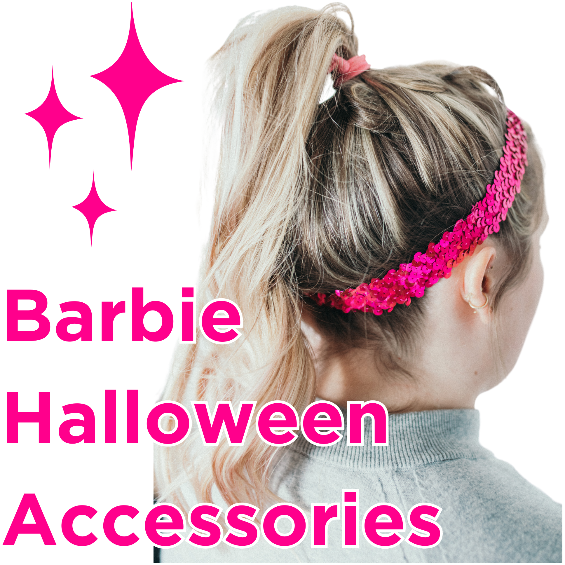 Barbie Inspired Hair Accessory Pack Hair Bow Scrunchie Hair Ties Headbands Spiral Hair Ties Pink White for Women Teens Girls Kids Barbie Halloween