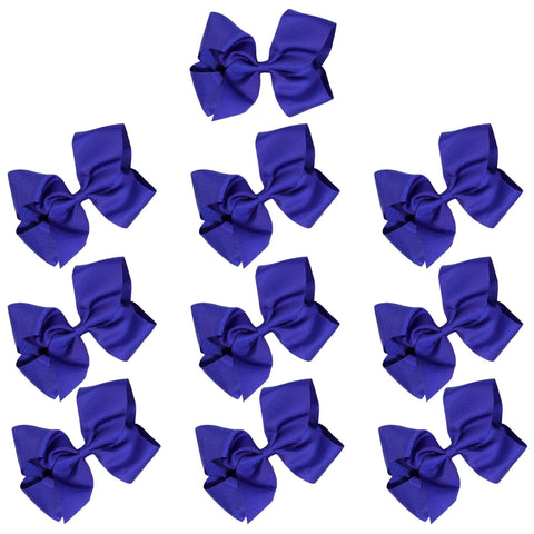 Blue Classic Hair Bows - 10 Pack