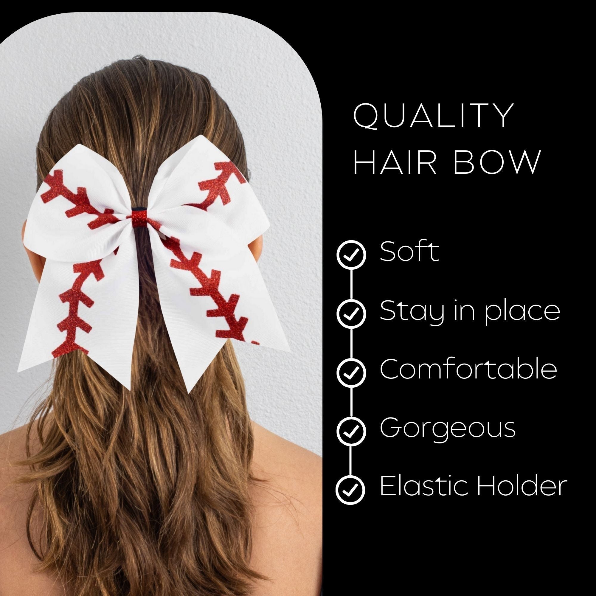 7 Jumbo Cheer Bow Big Hair Bows with Ponytail Holder Large Classic  Accessories for Teens Women Girls Softball Cheerleader Sports Elastics Ties