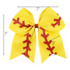 6 Softball Cheer Bow for Girls Large Sports Hair Bows with Ponytail Holder Ribbon