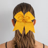 5 Athletic Gold Cheer Bow Large Hair Bows with Ponytail Holder Cheerleader Ribbon Cheerleading Softball Accessories