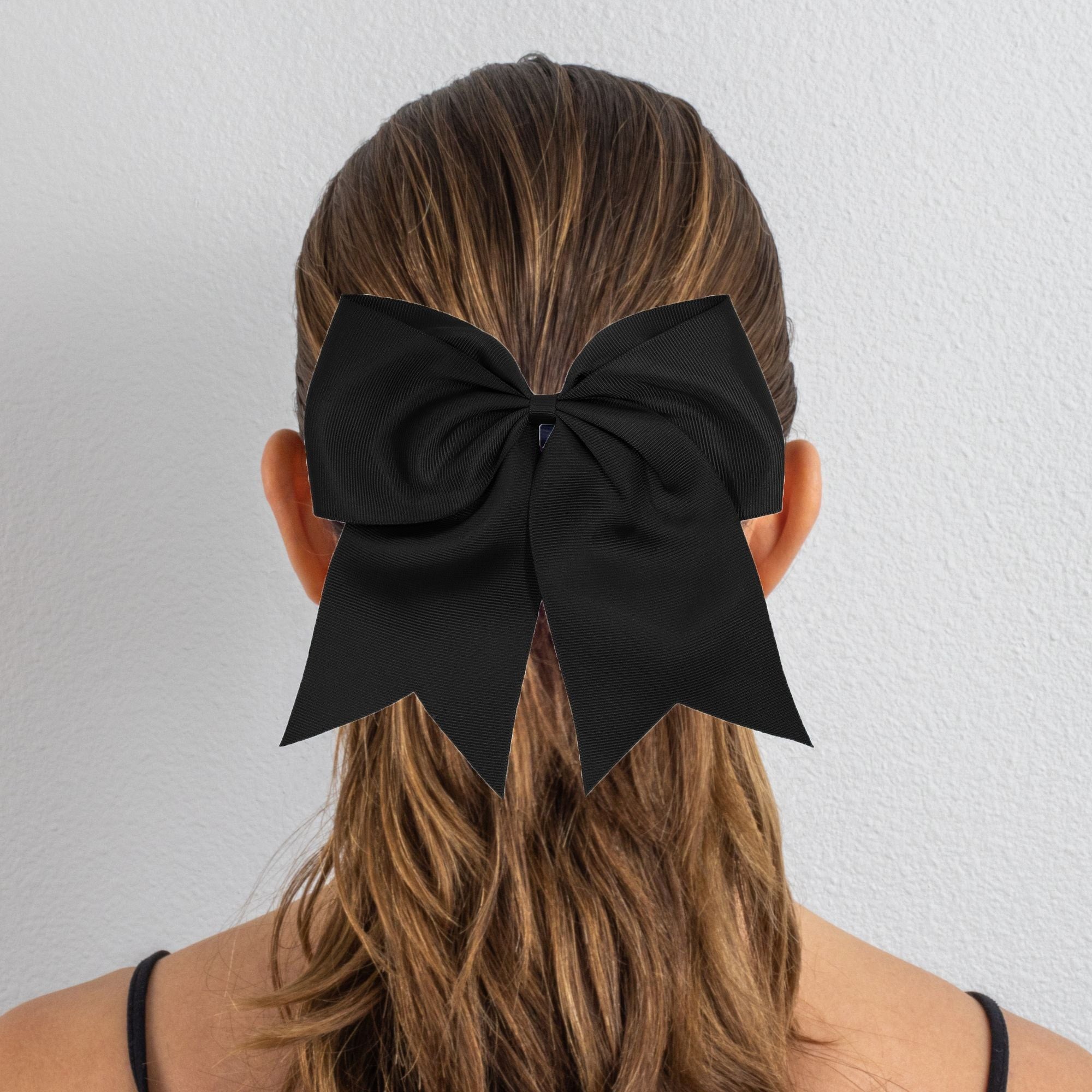 4 Basic Set Cheer Bows Large Hair Bow with Ponytail Holder Cheerleader