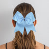 10 Carolina Blue Cheer Bow Large Hair Bows with Ponytail Holder