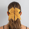 12 Gold Cheer Bows for Girls Large Hair Bows with Clip Holder Ribbon