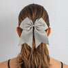 10 Gray Cheer Bows Large Hair Bow with Ponytail Holder Cheerleader Ponyholders Cheerleading Softball Accessories