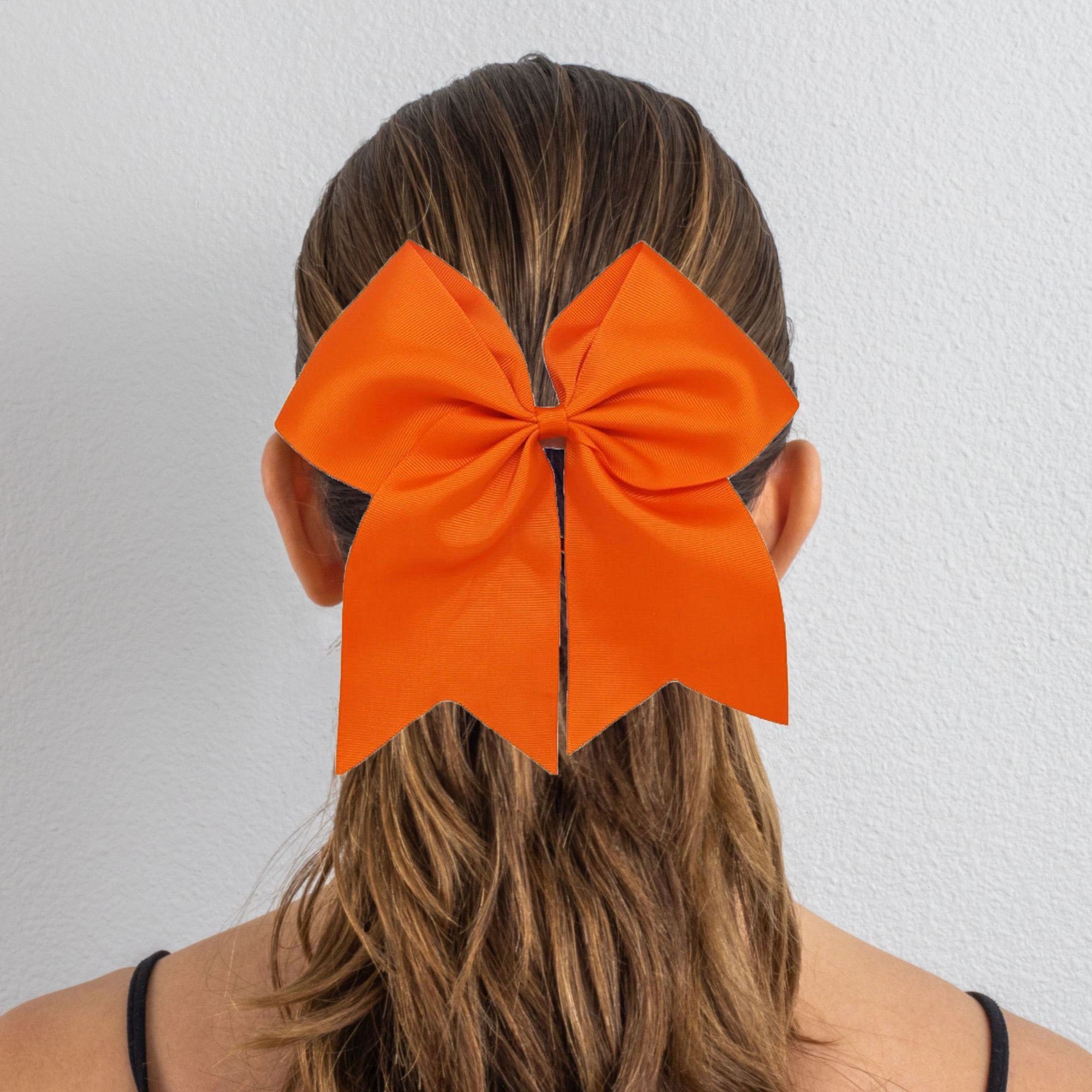 Orange Shine Cheer Bow – Bows by Madi