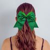 Green Glitter Cheer Bow for Girls Large Hair Bows with Ponytail Holder Ribbon