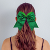 Green Glitter Cheer Bow for Girls Large Hair Bows with Ponytail Holder Ribbon