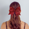 Maroon Glitter Cheer Bow for Girls Large Hair Bows with Ponytail Holder Ribbon