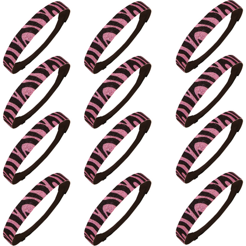 Glitter Headbands 12 Girls Headband Sparkly Hair Head Bands Light Pink Zebra