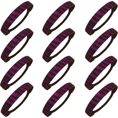Glitter Headbands 12 Girls Headband Sparkly Hair Head Bands Purple Black Zebra