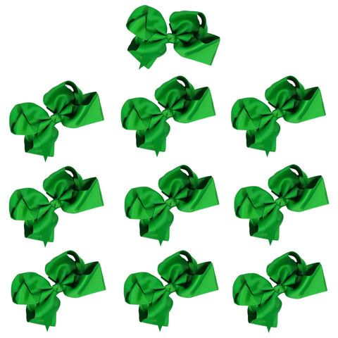 Green Classic Hair Bows - 10 Pack