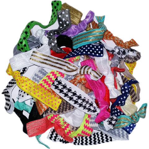 Hair Ties 200 Elastic Prints and Solids Ponytail Holders Ribbon Knotted Bands