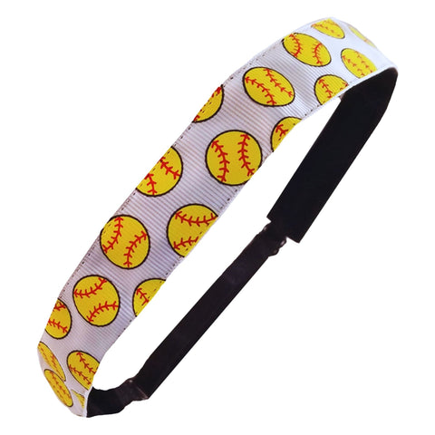 Adjustable Softball Balls Headband Yellow Red No Slip Grip 1
