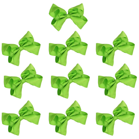 Lime Classic Hair Bows - 10 Pack