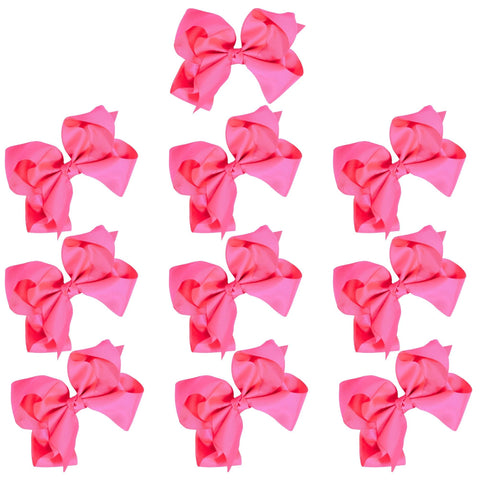 Medium Pink Classic Hair Bows - 10 Pack