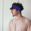 Wide Cotton Headband Soft Stretch Headbands Sweat Absorbent Elastic Head Band Blue