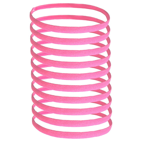 Non Slip Sports Headbands 10 Mini Elastic Head Bands Athletic Medium Pink