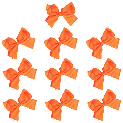 Neon Orange Classic Hair Bows - 10 Pack