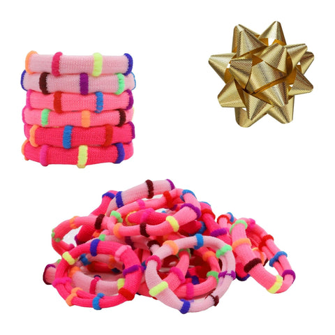 Pink Rainbow Seamless Hair Elastics - 100 Pack