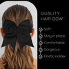 Black Cheer Bow for Girls Large Hair Bows with Ponytail Holder Ribbon