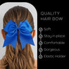 Cheer Hair Bow Large with Ponytail Holder Blue 1