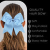 10 Carolina Blue Cheer Bows Large Hair Bow with Ponytail Holder Cheerleader Ponyholders Cheerleading Softball Accessories