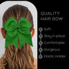 Green Cheer Bow for Girls Large Hair Bows with Clip Holder Ribbon