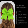 10 Lime Cheer Bows for Girls Large Hair Bows with Clip Holder Ribbon