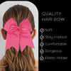 10 Medium Pink Cheer Bows for Girls Large Hair Bows with Clip Holder Ribbon