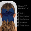 Navy Cheer Bow for Girls Large Hair Bows with Ponytail Holder Ribbon