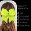 3 Neon Yellow Cheer Bows Large Hair Bows with Ponytail Holder Cheerleader Ribbon Cheerleading Softball Accessories