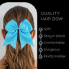 3 Teal Cheer Bow for Girls Large Hair Bows with Ponytail Holder Ribbon