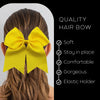 3 Yellow Cheer Bow for Girls Large Hair Bows with Ponytail Holder Ribbon