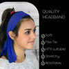 Tie Back Headband Moisture Wicking Athletic Sports Head Band Blue