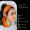 Tie Back Headband Moisture Wicking Athletic Sports Head Band Orange