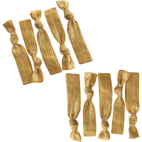 Hair Ties 10 Elastic Gold Ponytail Holders Ribbon Knotted Bands