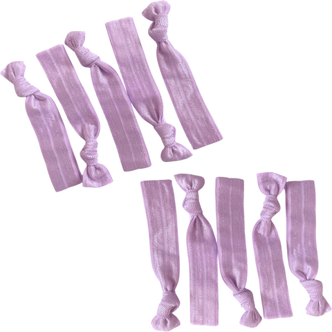 Hair Ties 10 Elastic Light Purple Ponytail Holders Ribbon Knotted Bands