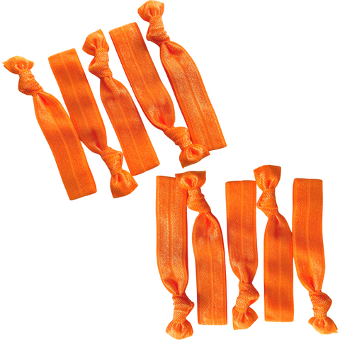 Hair Ties 10 Elastic Orange Ponytail Holders Ribbon Knotted Bands