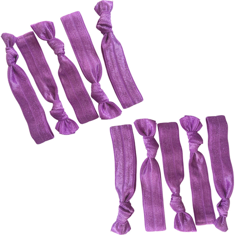 Hair Ties 10 Elastic Purple Ponytail Holders Ribbon Knotted Bands