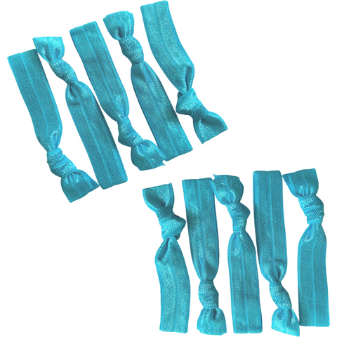 Hair Ties 10 Elastic Teal Ponytail Holders Ribbon Knotted Bands