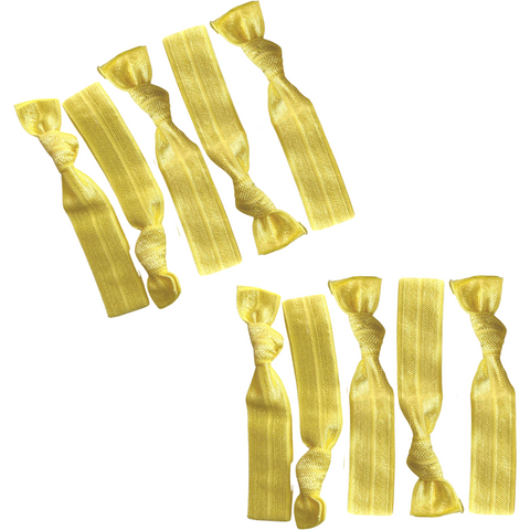 Hair Ties 10 Elastic Yellow Ponytail Holders Ribbon Knotted Bands