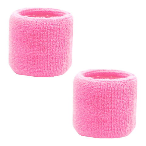 Sweatband for Wrist Terry Cotton Wristbands 2 Pack Medium Pink