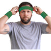 Sweatband Set 1 Terry Cotton Headband and 2 Wristbands Pack Green